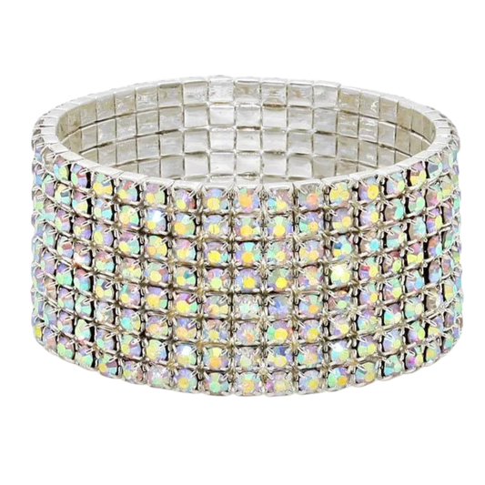 Bracelet 8 Row AB Crystals Silver Setting